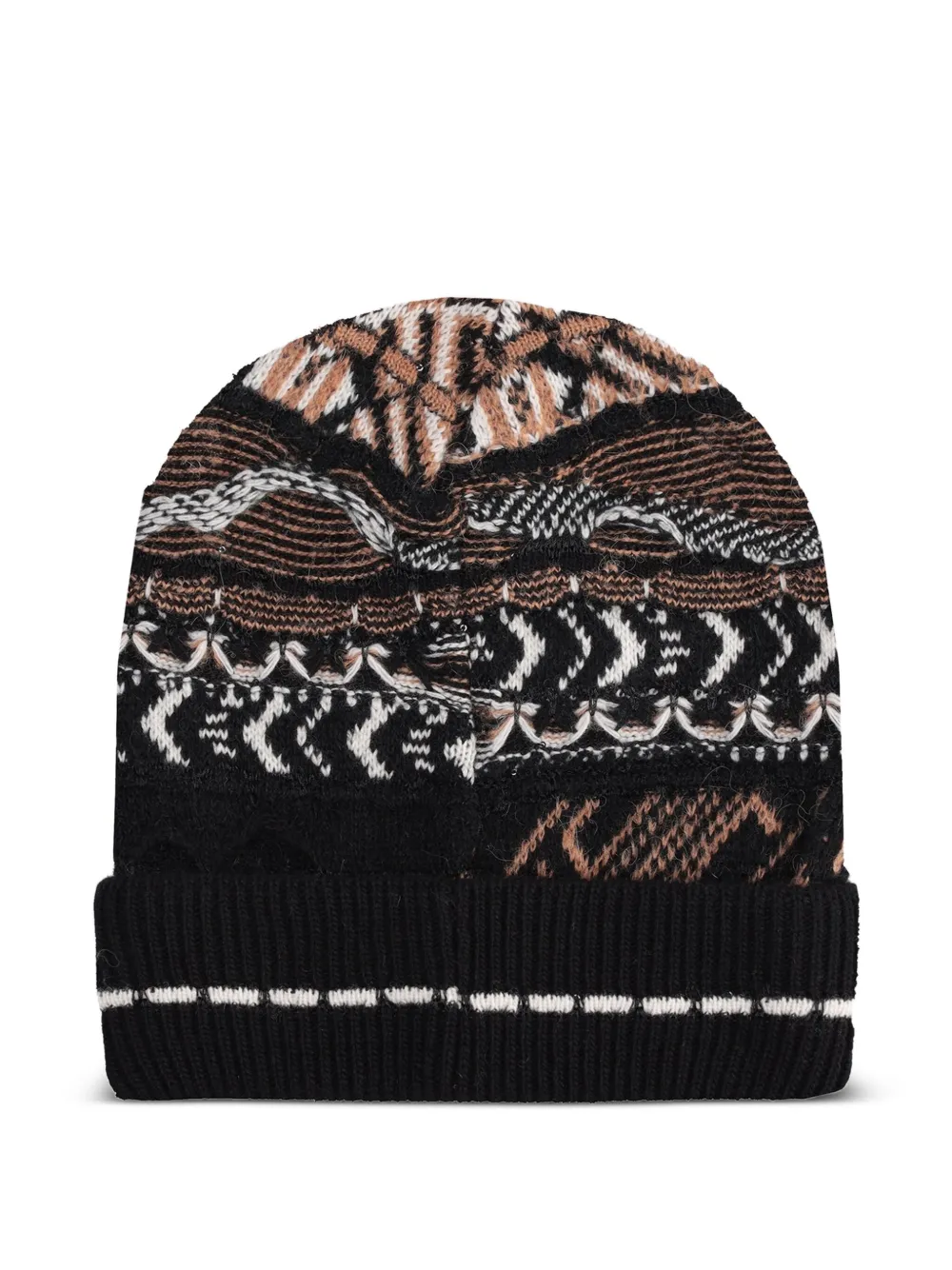Laneus patterned knitted beanie hat | Black | Image 1