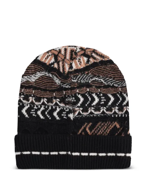 Laneus patterned knitted beanie hat