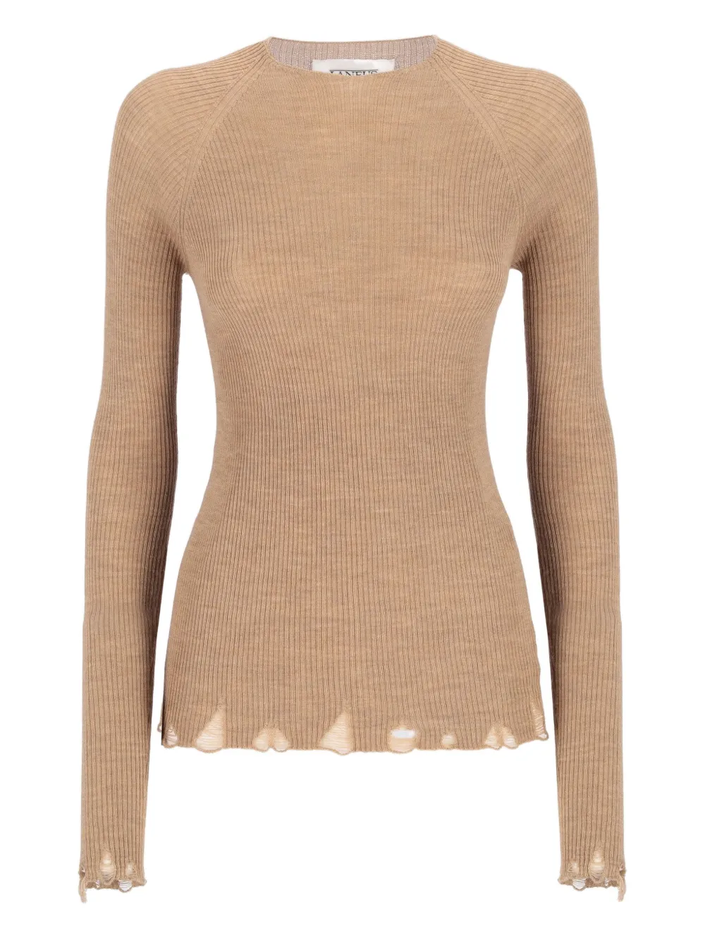 Laneus Ribbed Frayed-hem Sweater In Neutral