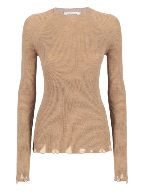 Laneus ribbed frayed-hem sweater