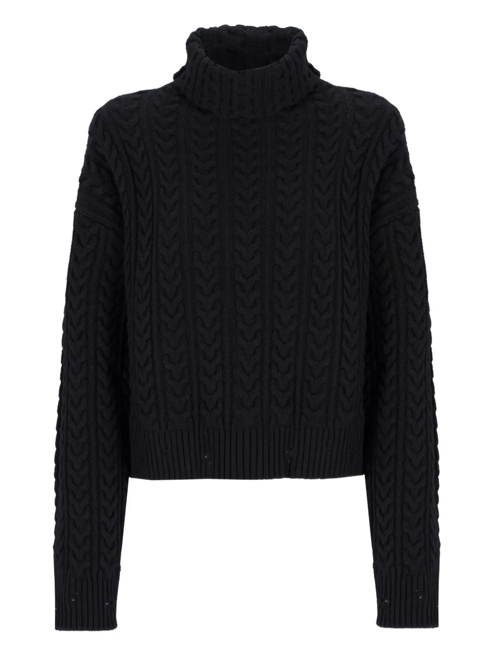 Laneus Cable-knit Roll-neck Sweater In Black