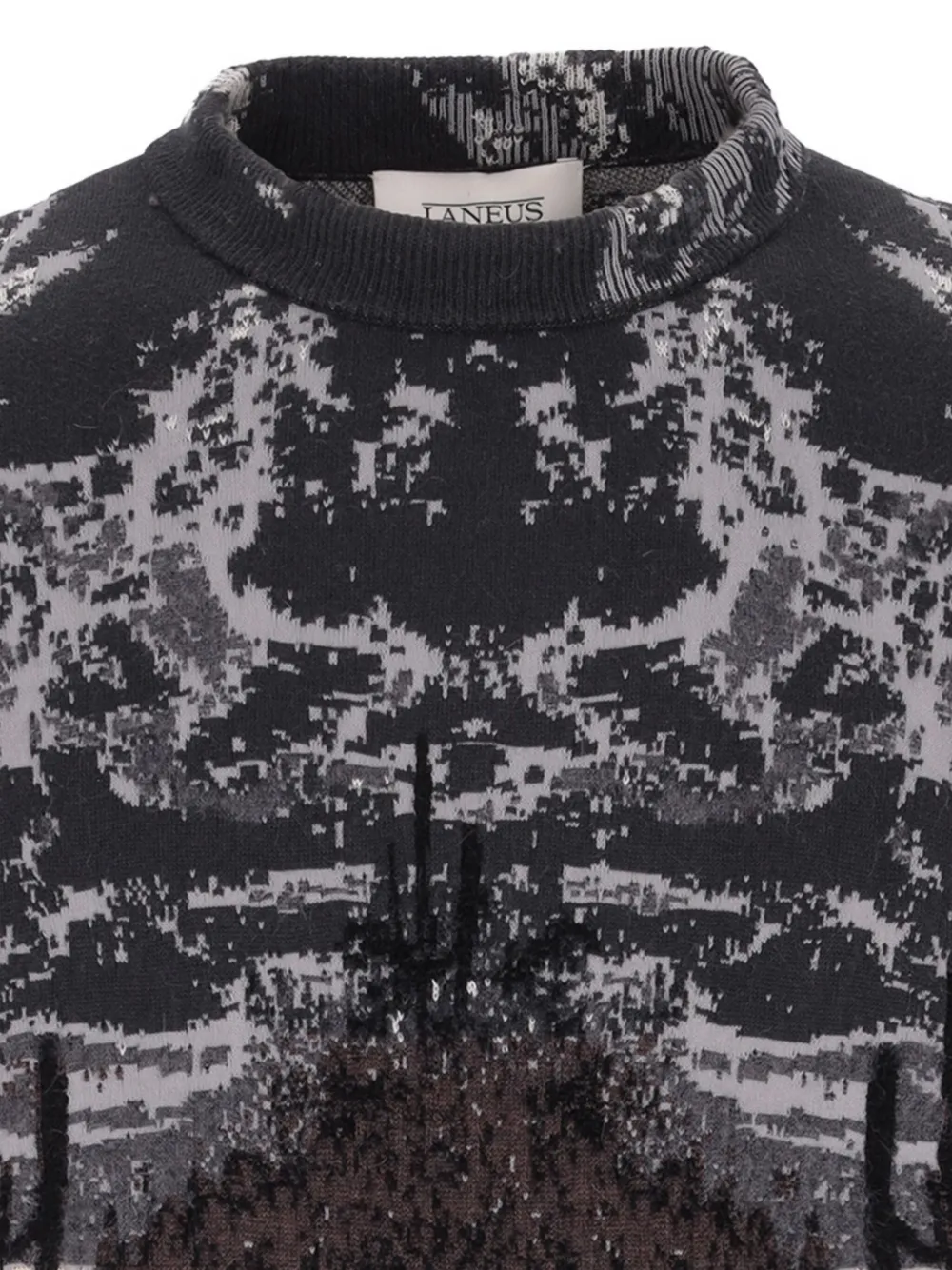 Laneus Graphic Patterned Long Sleeve Knit Jumper In Multi