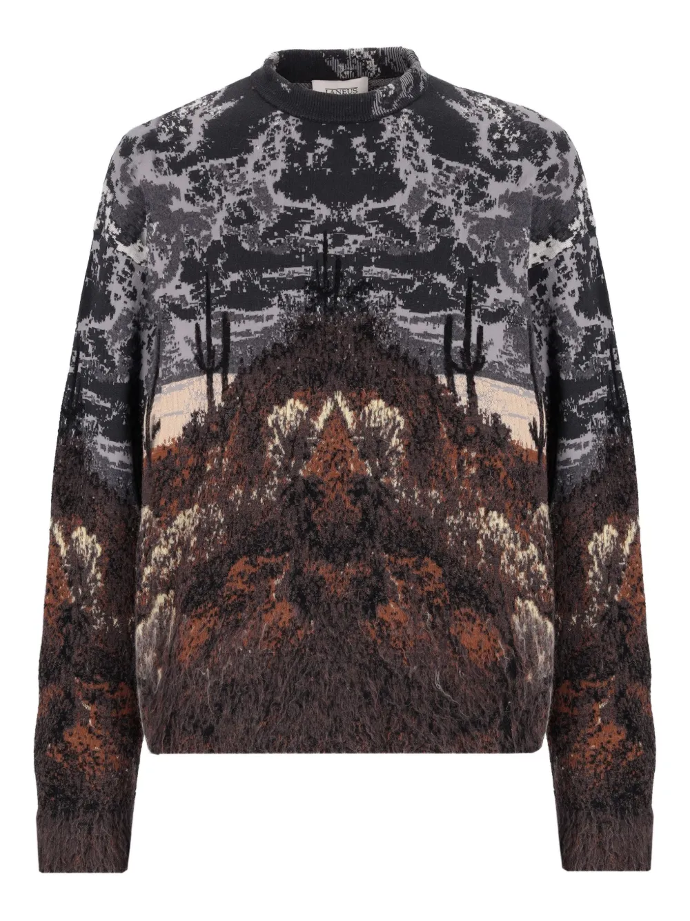 Laneus Graphic Patterned Long Sleeve Knit Jumper In Multi