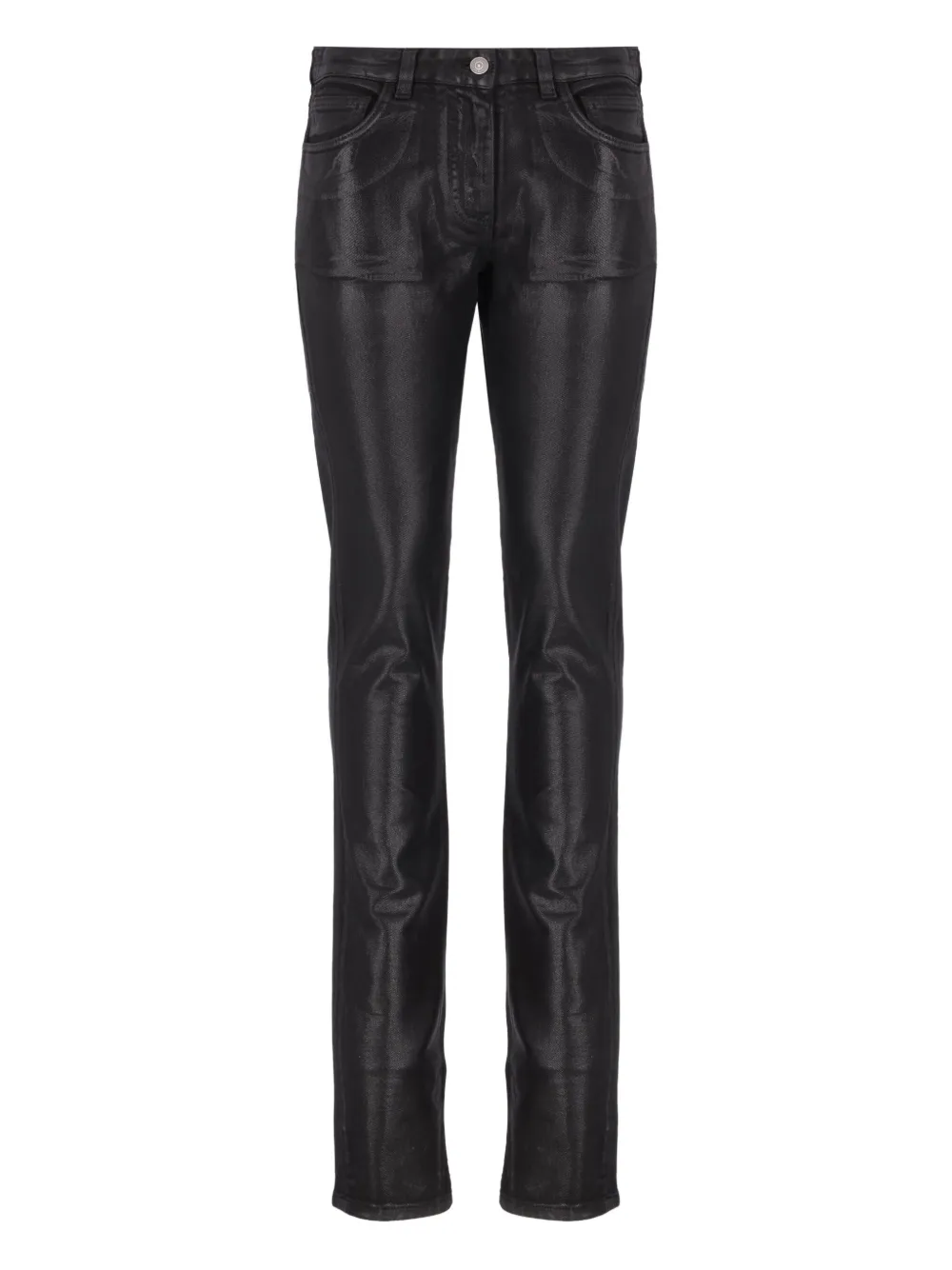 Laneus Metallic-effect Trousers In Black