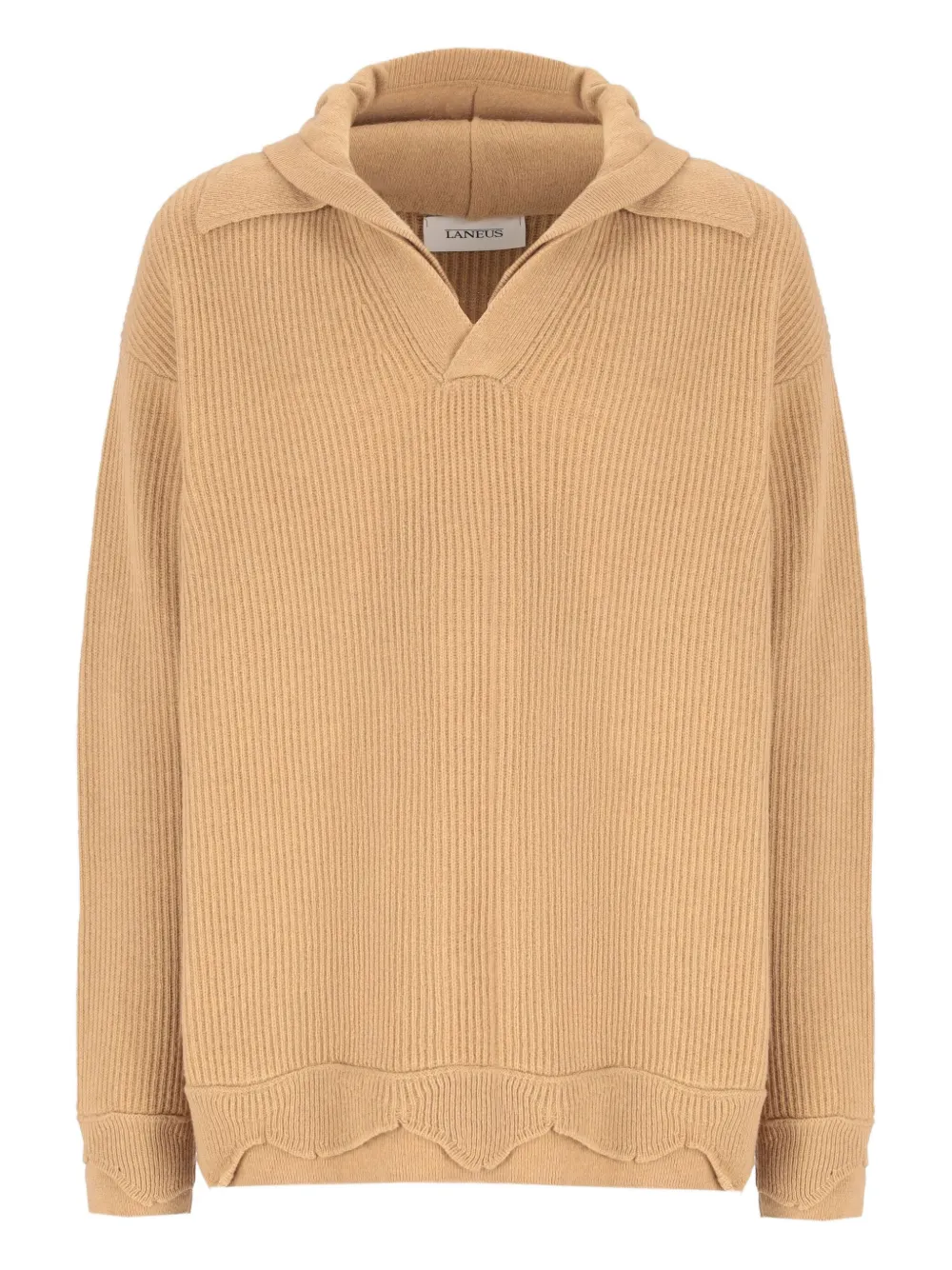 Laneus hooded ribbed knit sweater | Brown | Image 1