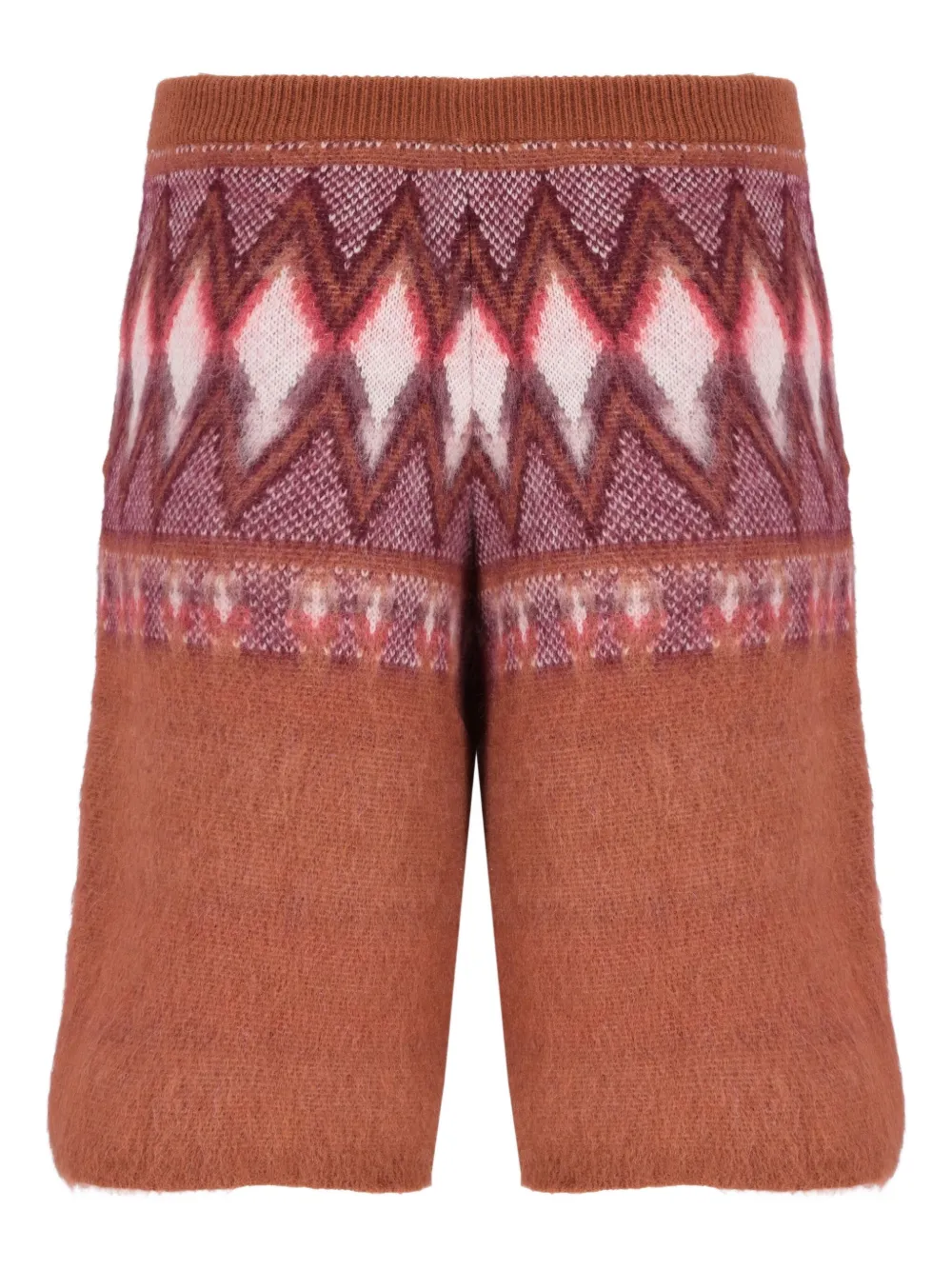 Laneus Gebreide shorts met diamantpatroon - Bruin