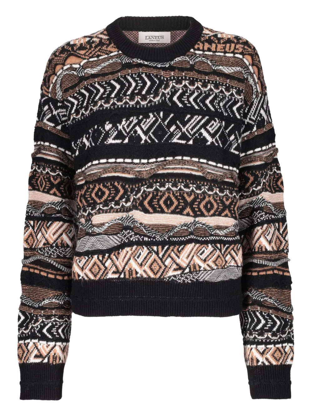 Laneus Patterned Sweater In Brown