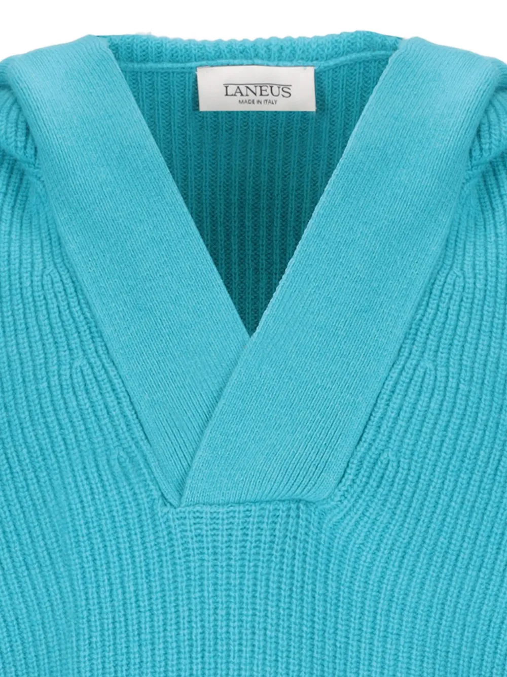 Laneus Ribbed Hooded Sweater In Blue