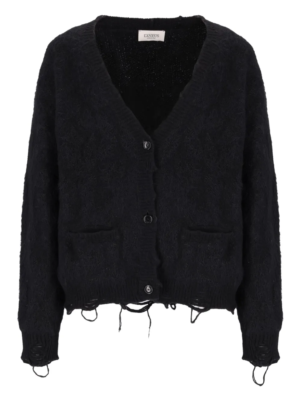 Laneus distressed buttoned cardigan | Black | Image 1