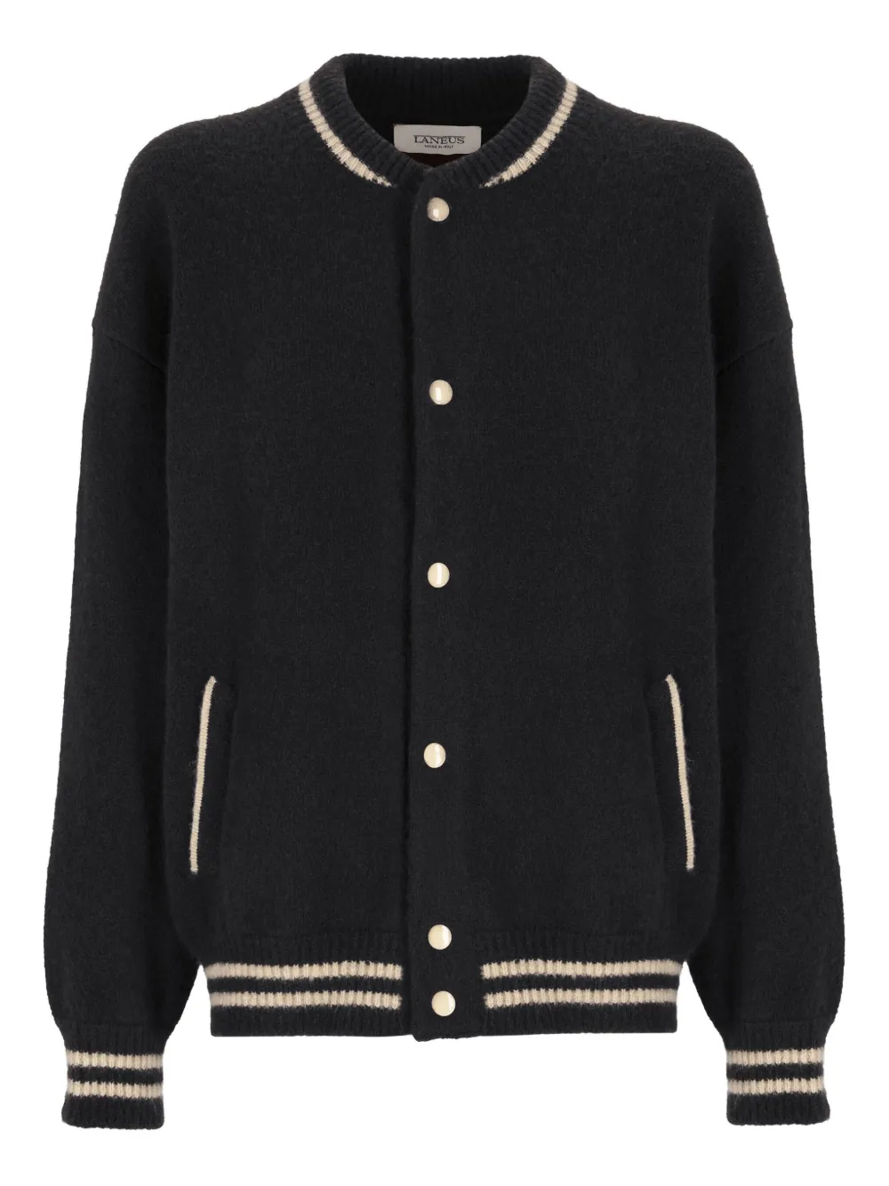 Laneus Knitted Bomber Jacket In Black