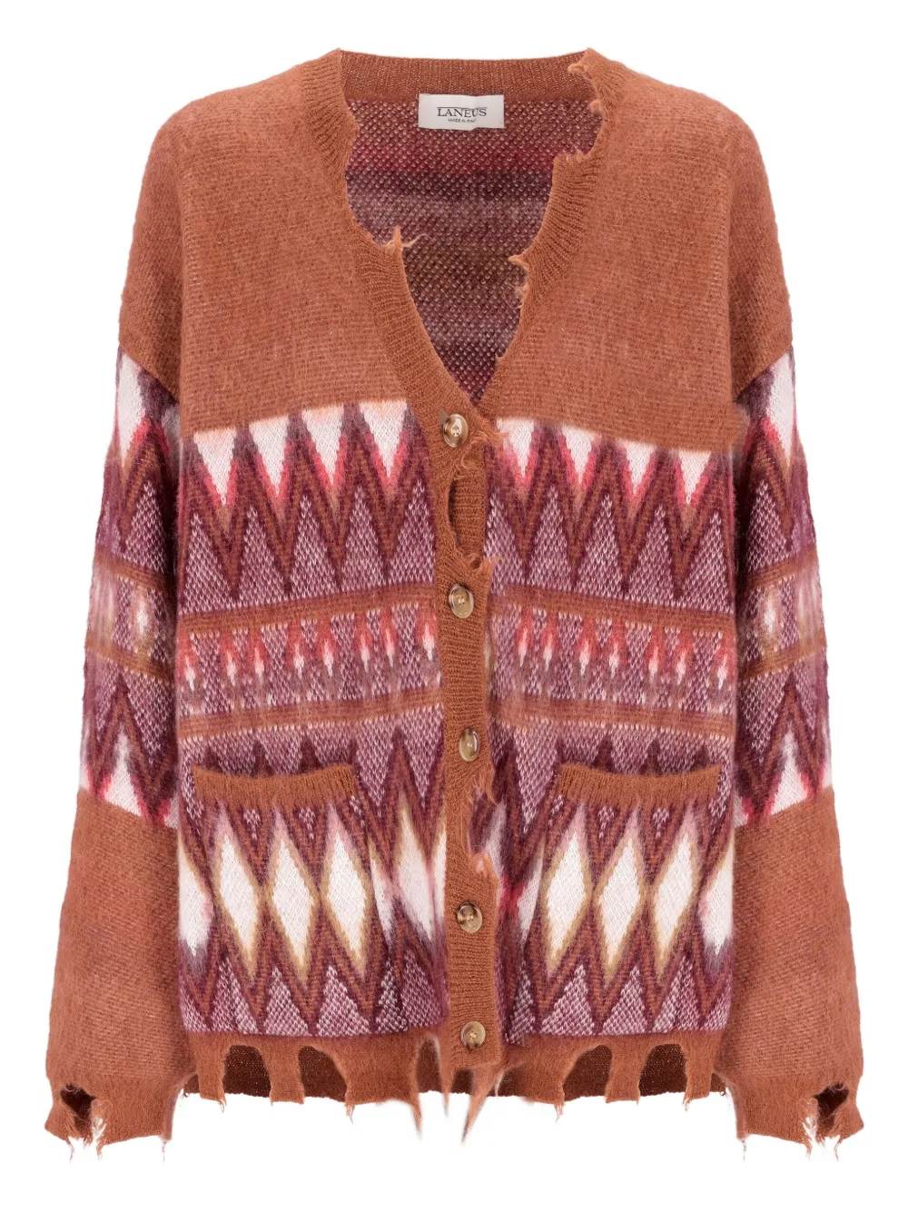 Laneus frayed pattern cardigan | Brown | Image 1