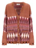 Laneus frayed pattern cardigan - Brown