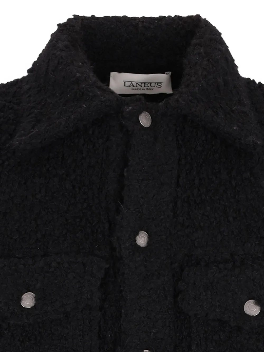 Laneus Textured Button-fastening Shirt Jacket In Black