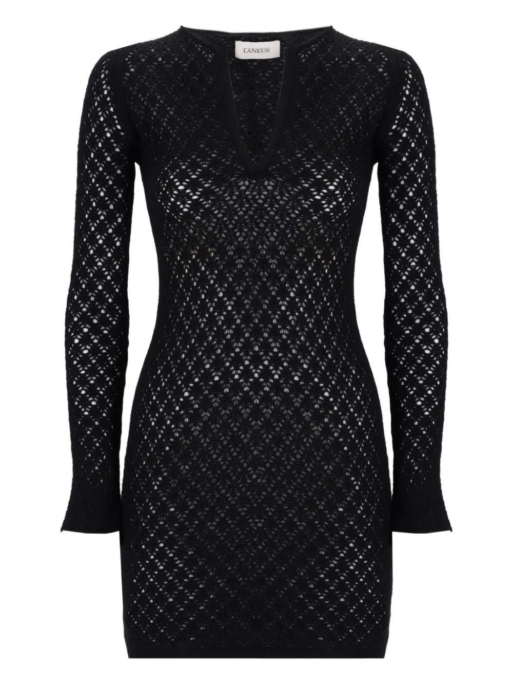 Laneus open-knit V-neck mini dress | Black | Image 1