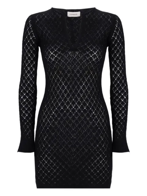 Laneus open-knit V-neck mini dress