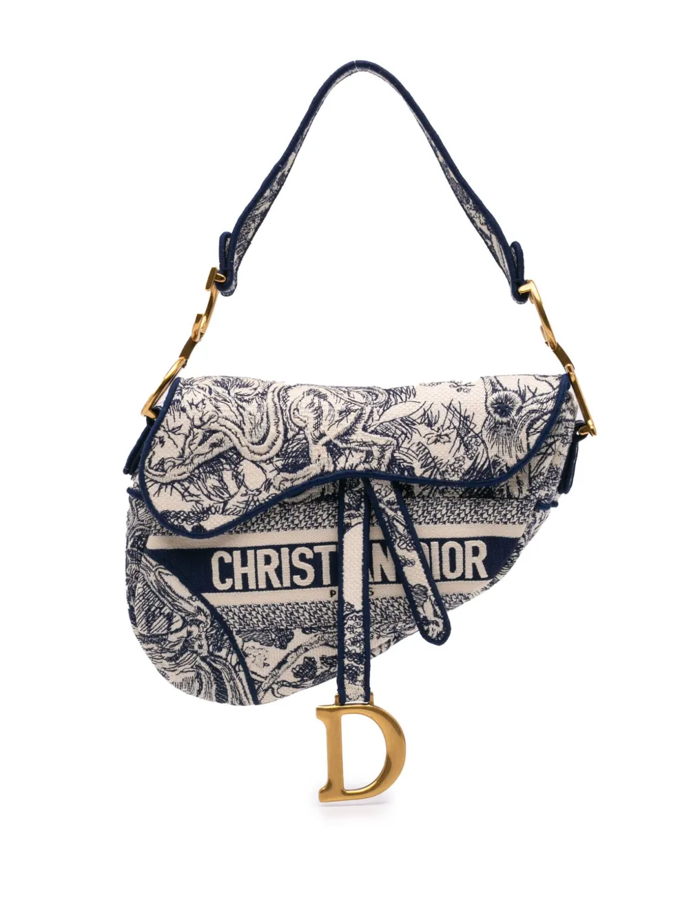 Christian Dior Pre-Owned 2020 キャンバス エンブロイダリー トワル ドゥ ジュイ サドル ショルダーバッグ - Christian Dior Pre-Owned 2020 キャンバス エンブロイダリー トワル ドゥ ジュイ サドル ショルダーバッグ -