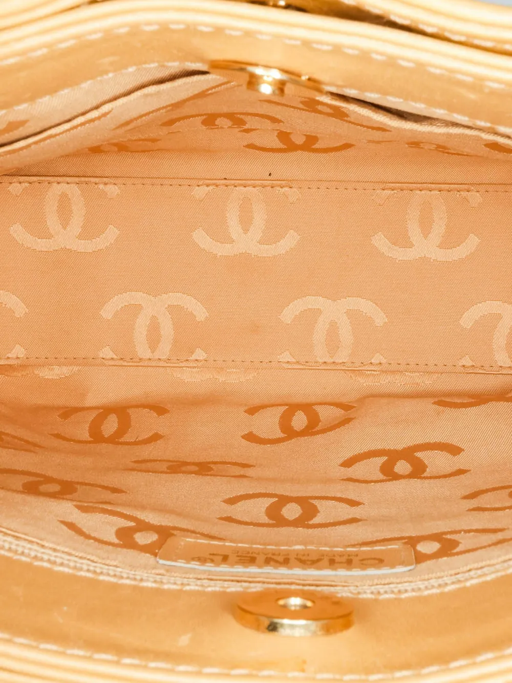 Pre-owned Chanel 2002-2003 Cc Wild Stitch Calfskin Handbag In Brown