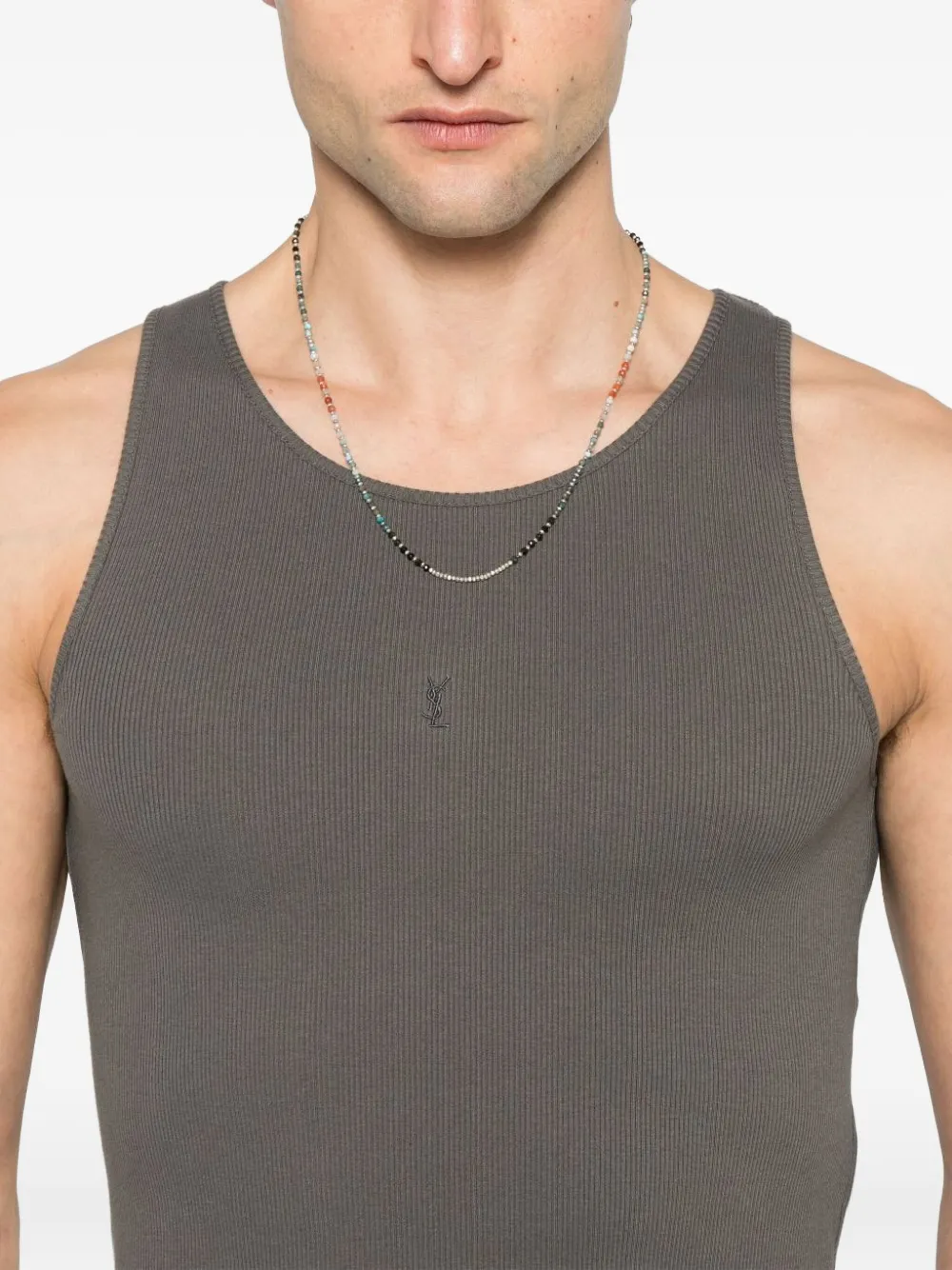 Saint Laurent Geribbelde tanktop Grijs