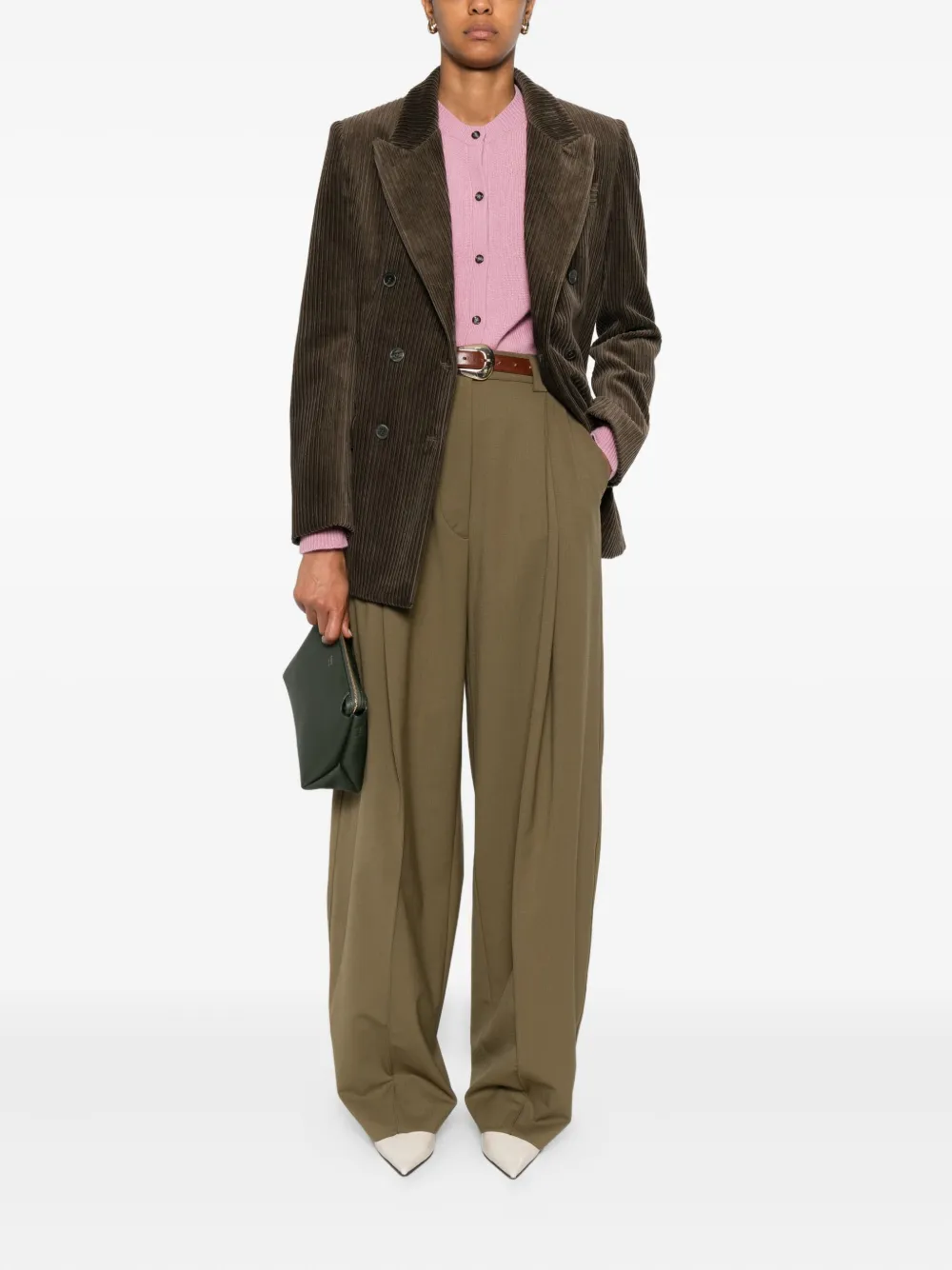 P.a.r.o.s.h Double-breasted Corduroy Blazer In Brown