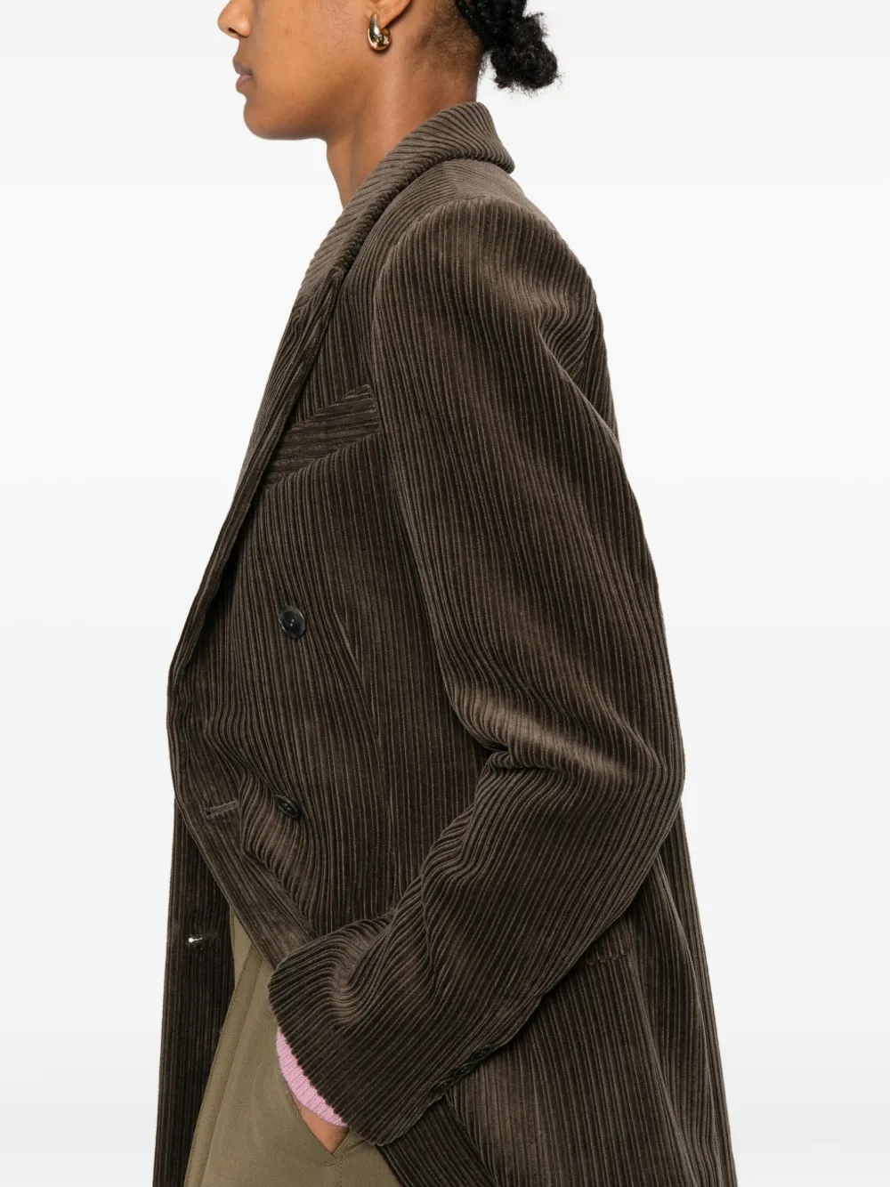 P.a.r.o.s.h Double-breasted Corduroy Blazer In Brown