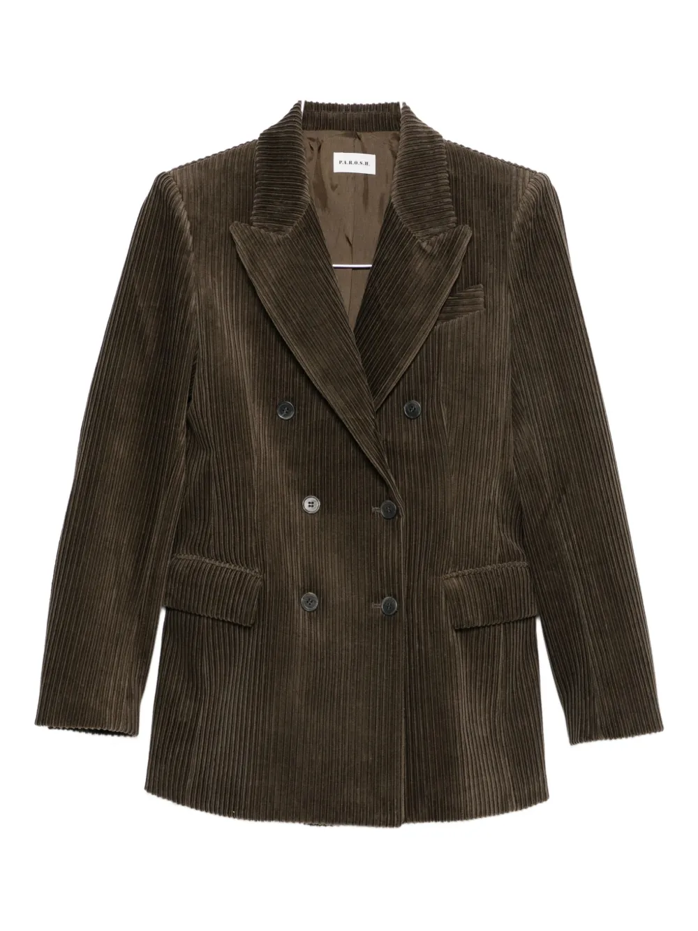 P.A.R.O.S.H. double-breasted corduroy blazer Groen