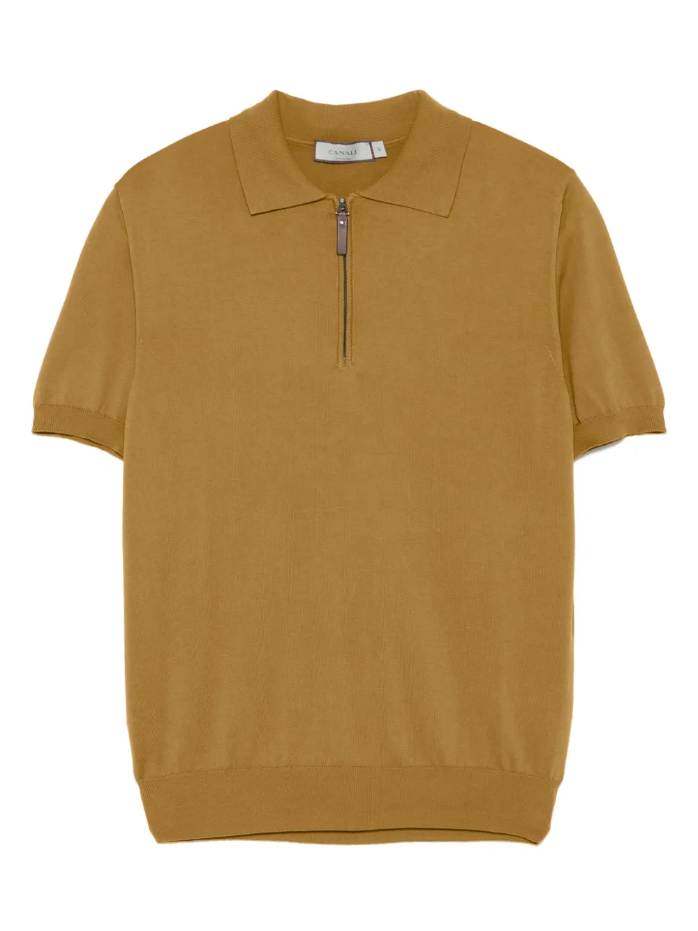 Canali polo en coton à col zippé | marron | Image 1