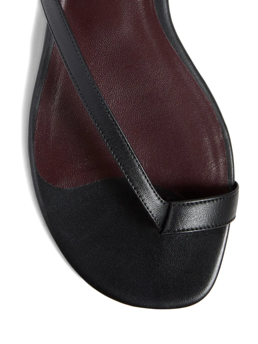 Khaite Aimee Leather Flat Sandals In Black