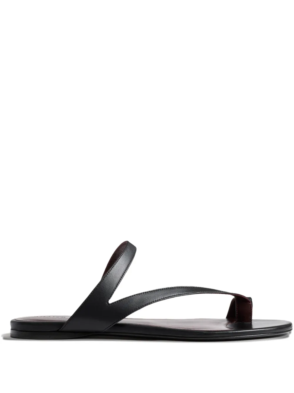 Khaite Aimee Leather Flat Sandals In Black