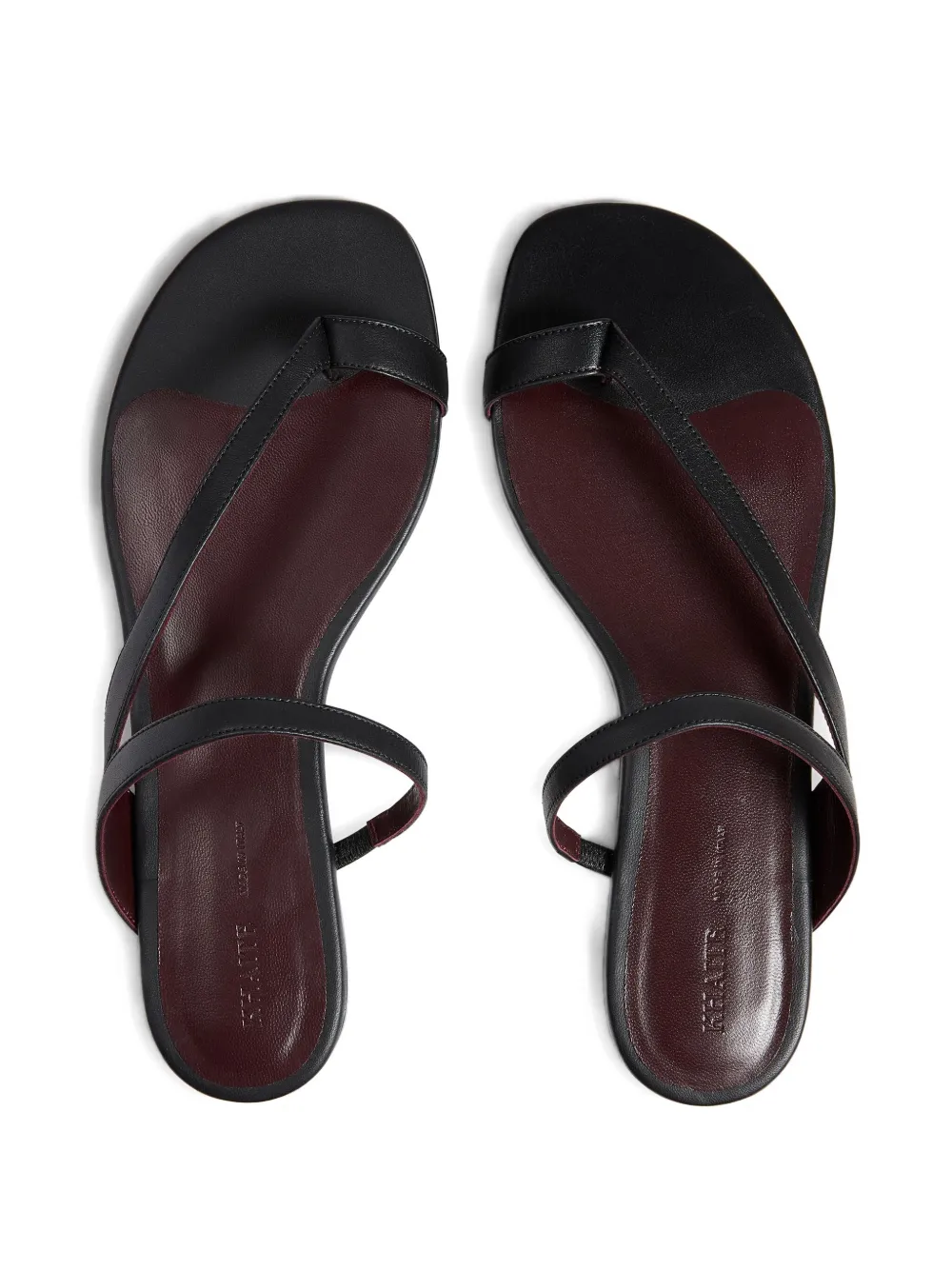 Khaite Aimee Leather Flat Sandals In Black