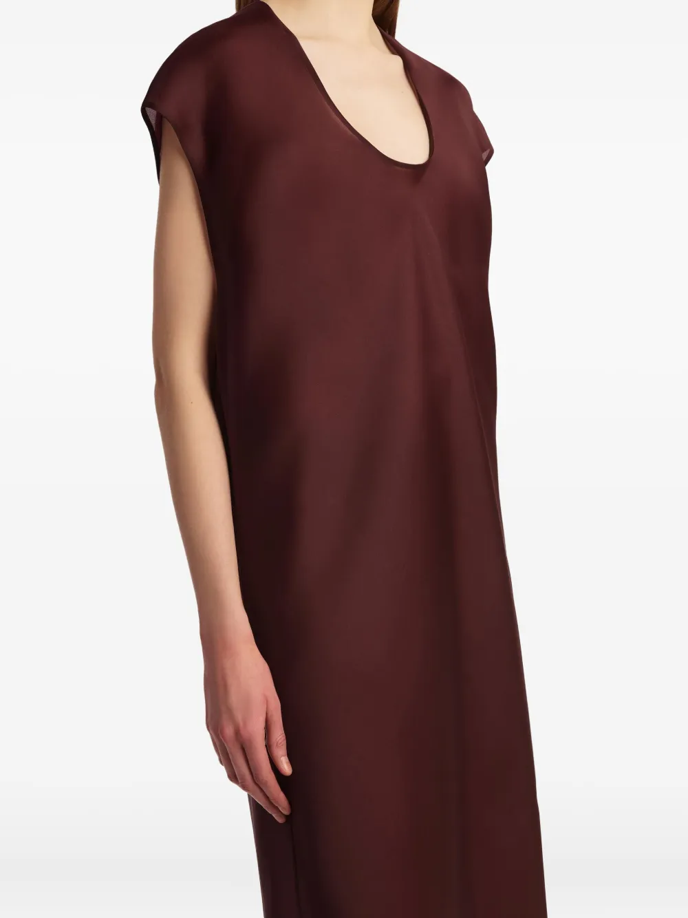 Khaite Darby Silk-organza Midi Dress In Burgundy