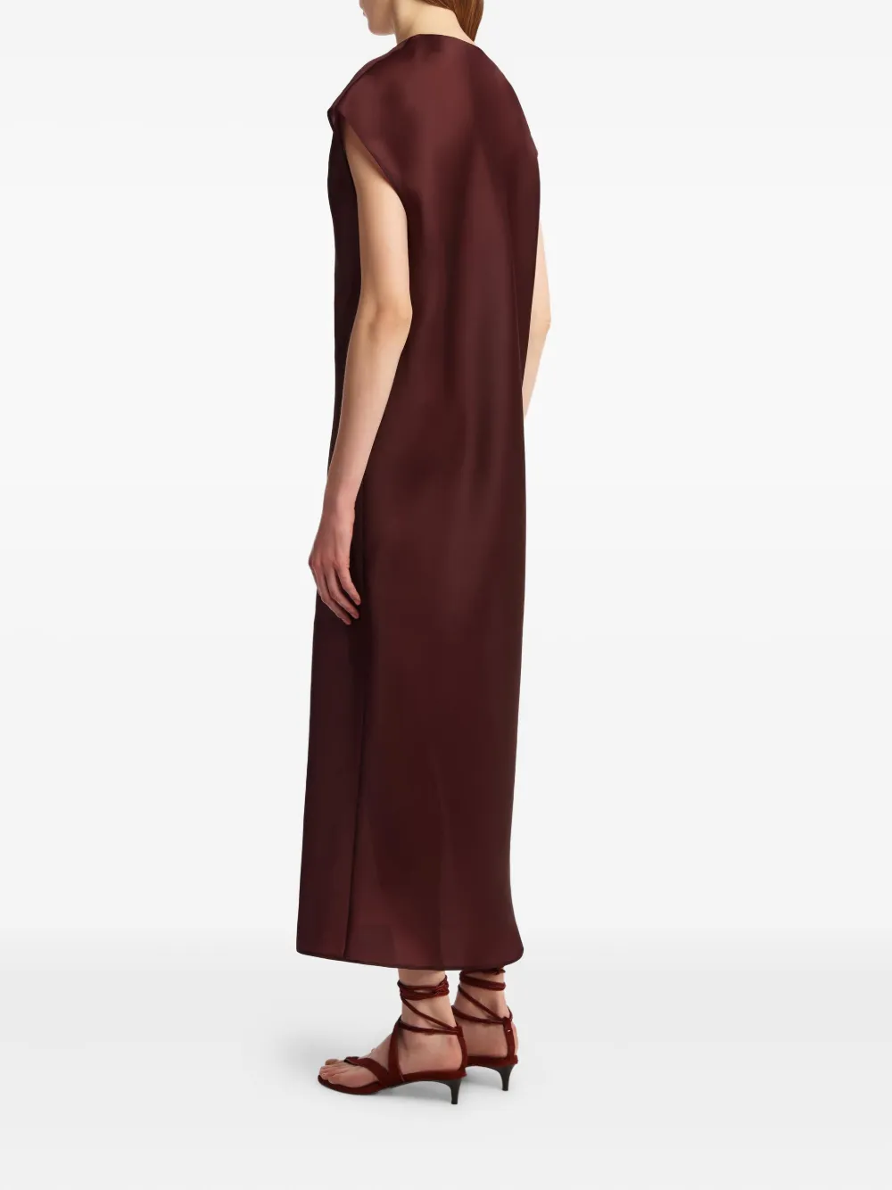 Khaite Darby Silk-organza Midi Dress In Burgundy
