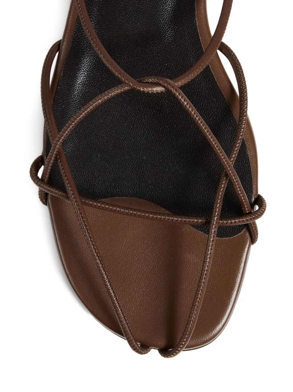 KHAITE 75mm Loulou leren sandalen met bandjes Bruin