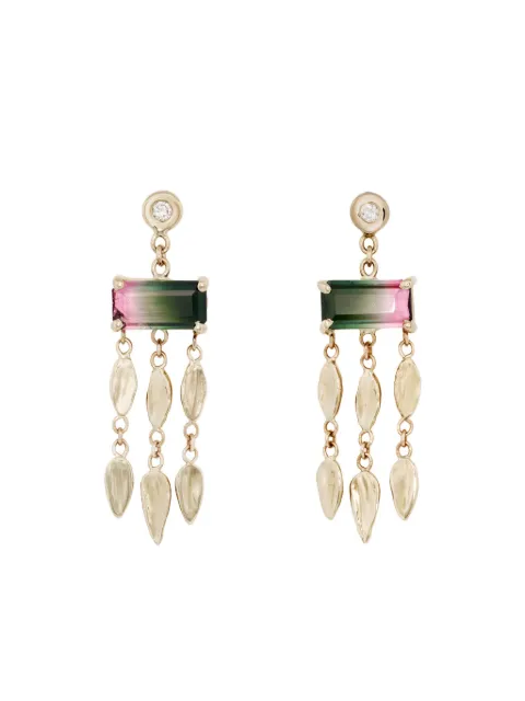 Jacquie Aiche Orecchini pendenti in oro 14 carati con tormalina e diamanti