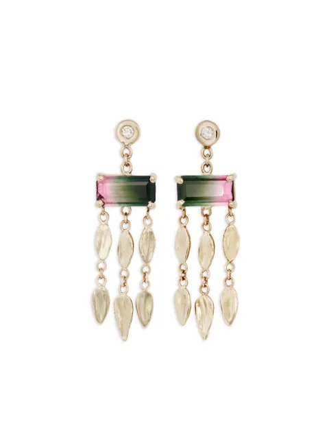 Jacquie Aiche boucles d'oreilles en or jaune 14ct serties de tourmaline et de diamants