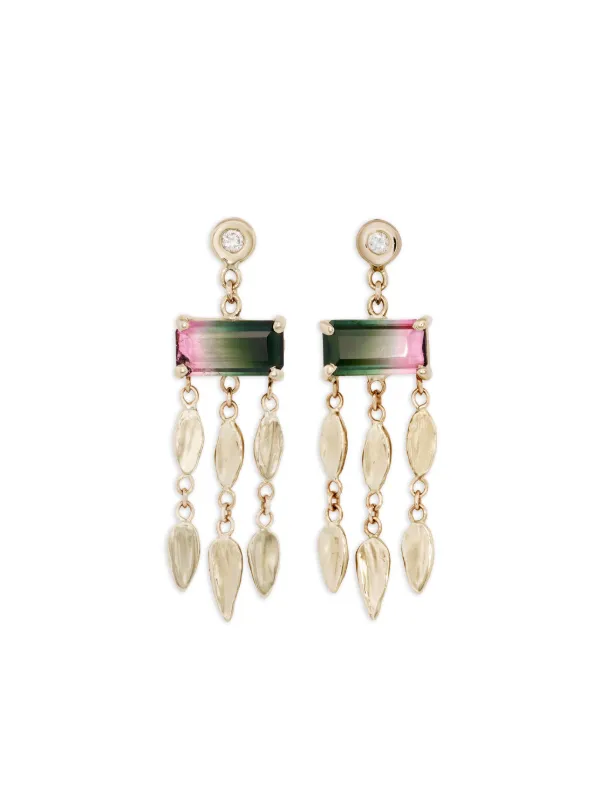 Jacquie Aiche 14CT Yellow Gold Dangle Tourmaline and Diamond Earrings in Neutrals