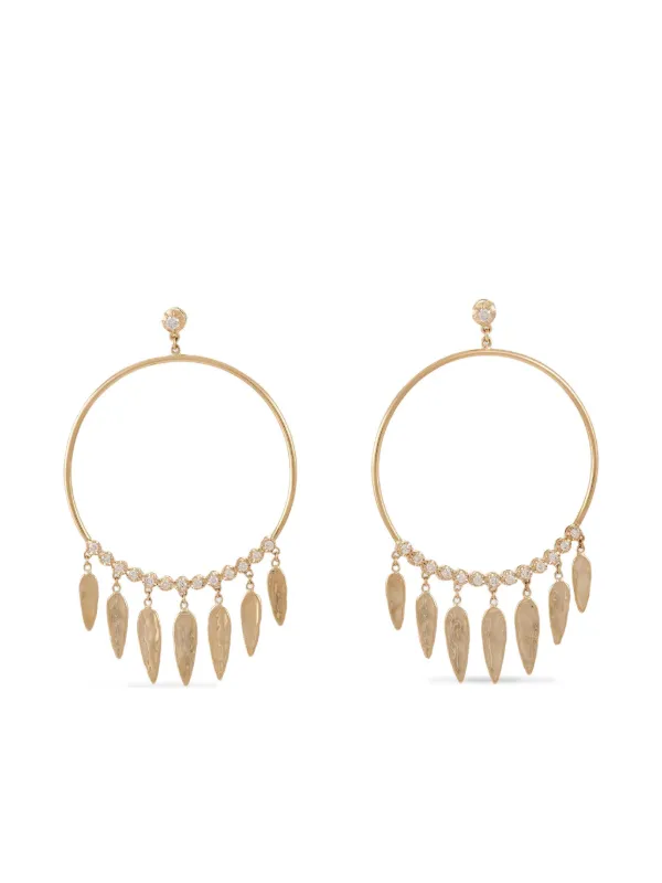 Jacquie Aiche 14CT Yellow Gold Hoop Diamond Earrings