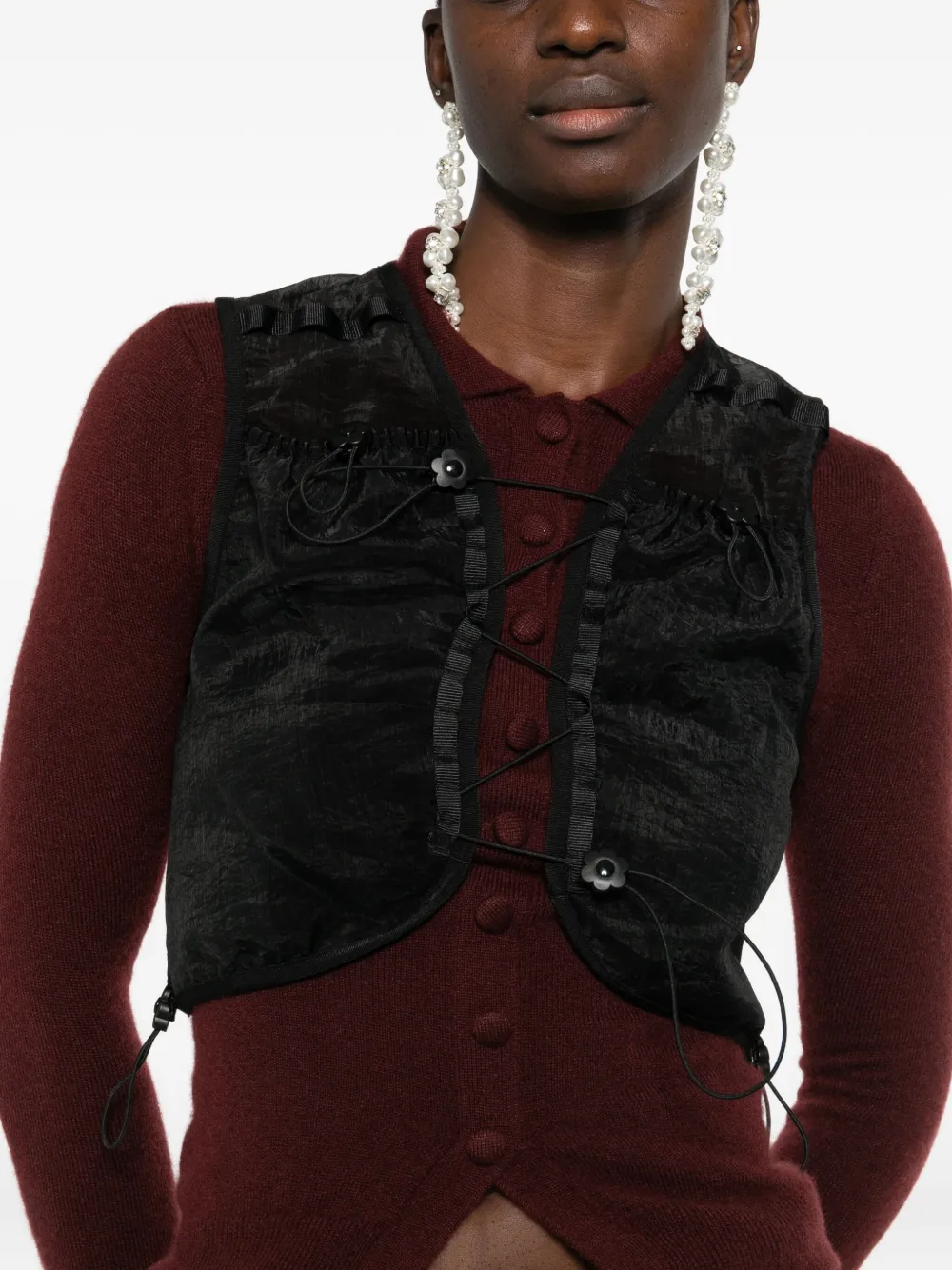 Cecilie Bahnsen Drawstring-fastening Vest In Black