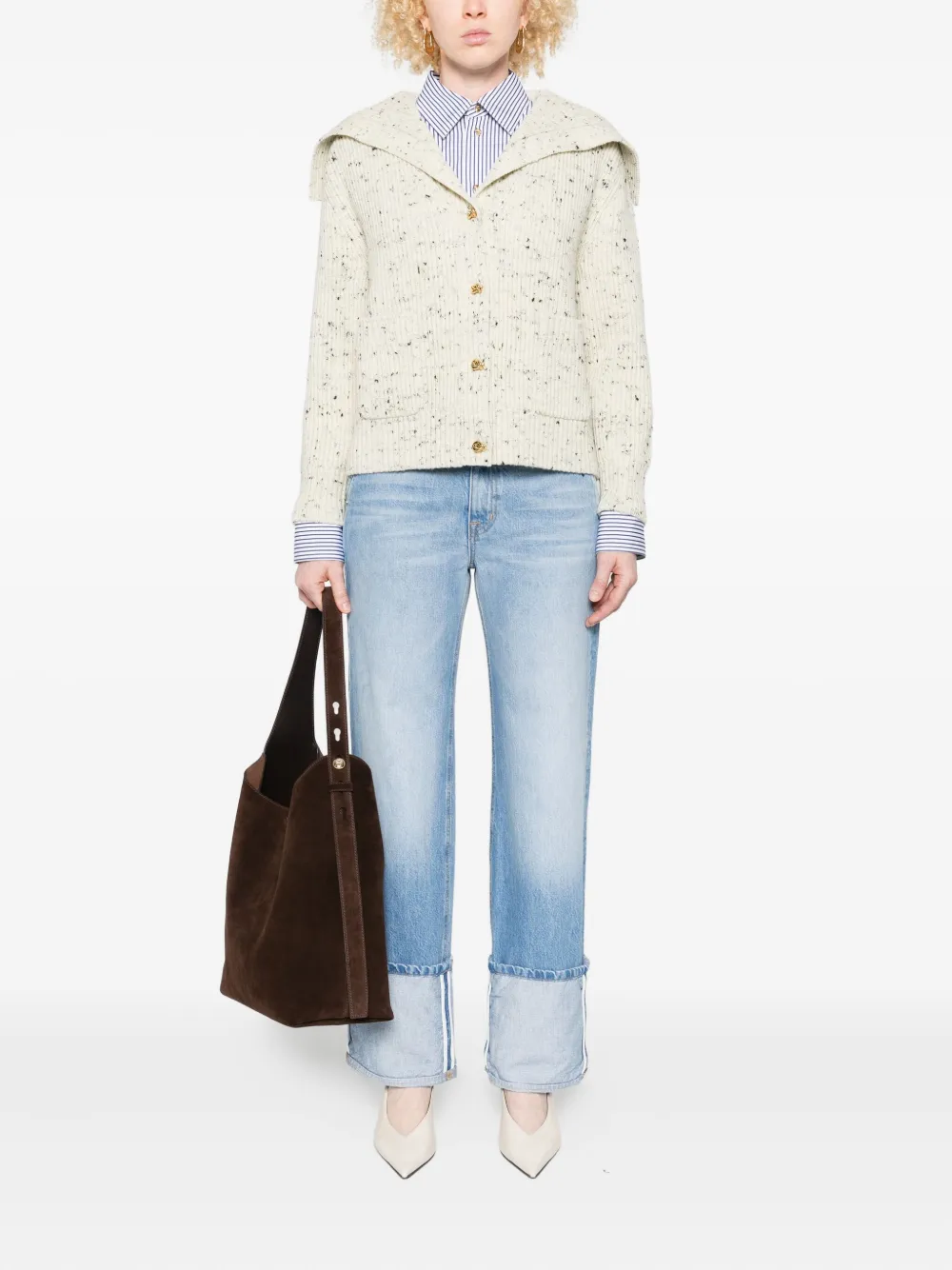 Brandon Maxwell cuffed belted-waistband denim jeans | Straight-Leg Jeans | Image 2