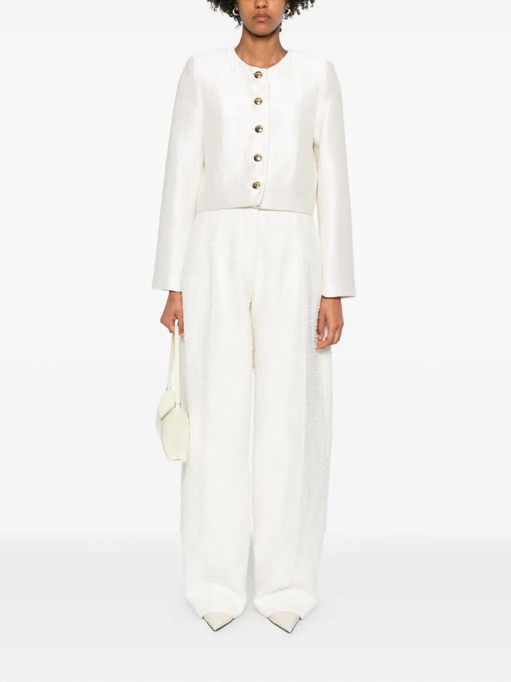 Brandon Maxwell single-breasted silk jacket | Cropped Jackets | Image 2