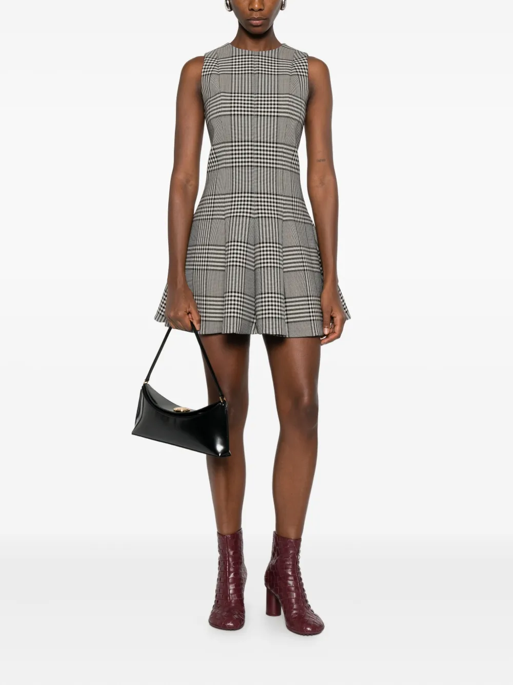 Brandon Maxwell The Sophie checked mini dress - Grijs