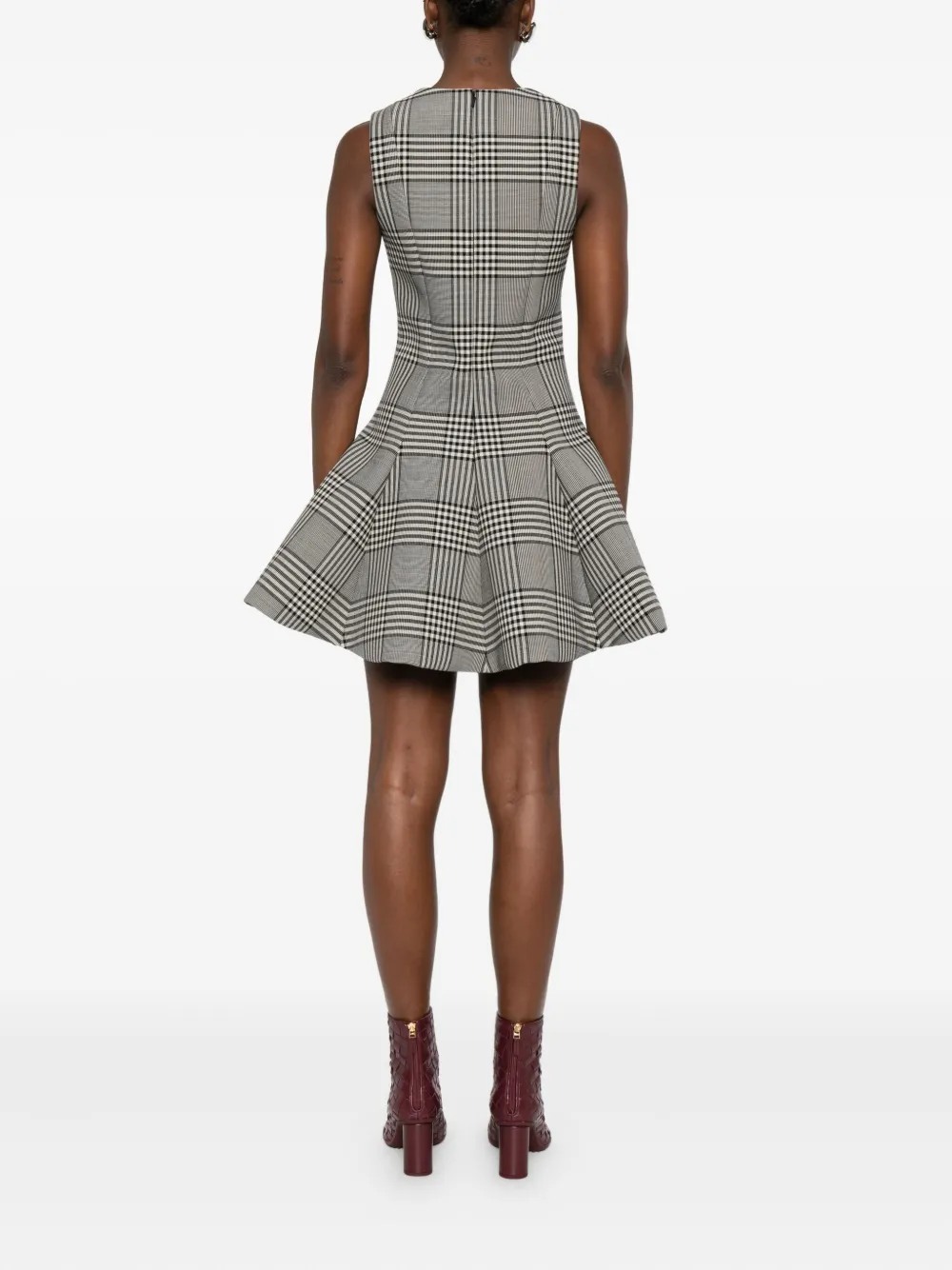 Brandon Maxwell The Sophie Checked Mini Dress In Gray