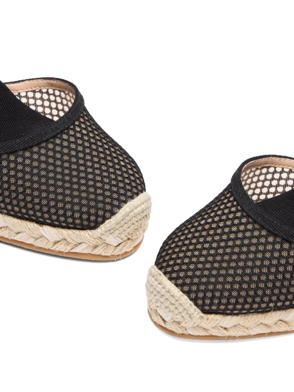 Stuart Weitzman lace-up mesh wedge sandals Black