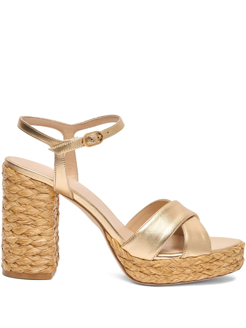 Stuart Weitzman 110mm crossover platform espadrilles | Gold | Image 1