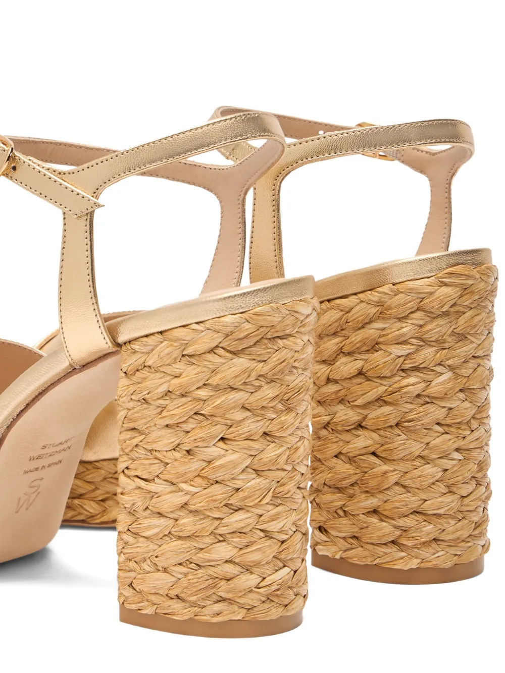 Stuart Weitzman 110mm crossover platform espadrilles Gold