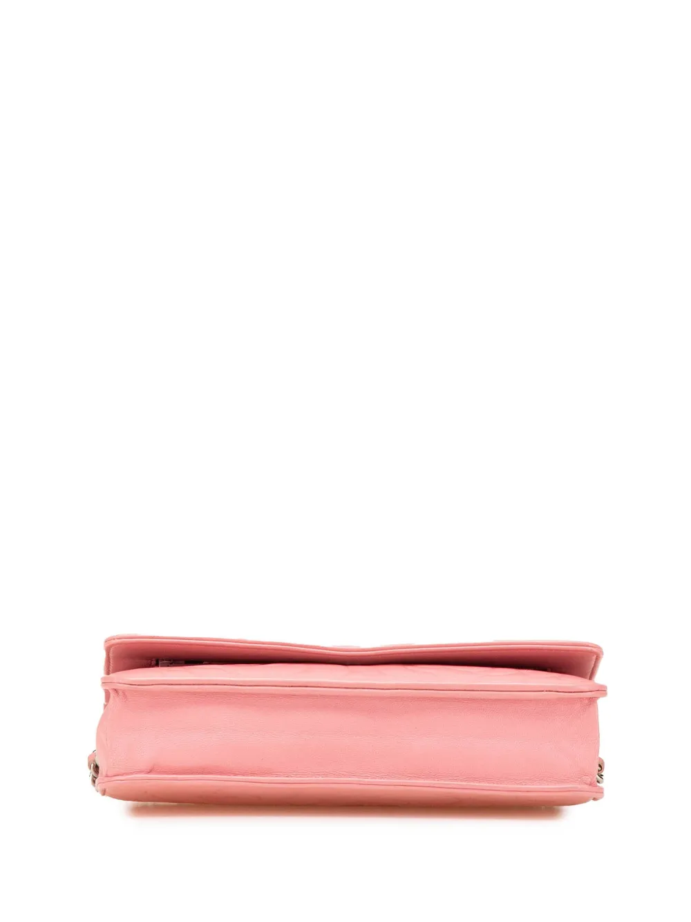 Pre-owned Chanel 2012 Embossed Lambskin Camellia Wallet On Chain Crossbody Bag In Pink