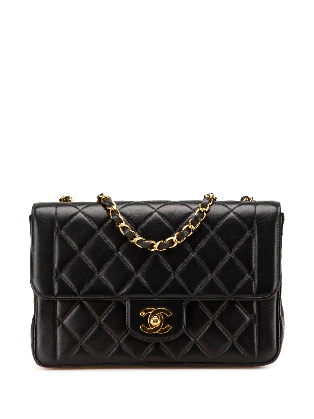 CHANEL Pre-Owned 1994-1996 Medium CC Quilted Lambskin Border Single Flap shoulder bag | Black | Image 1