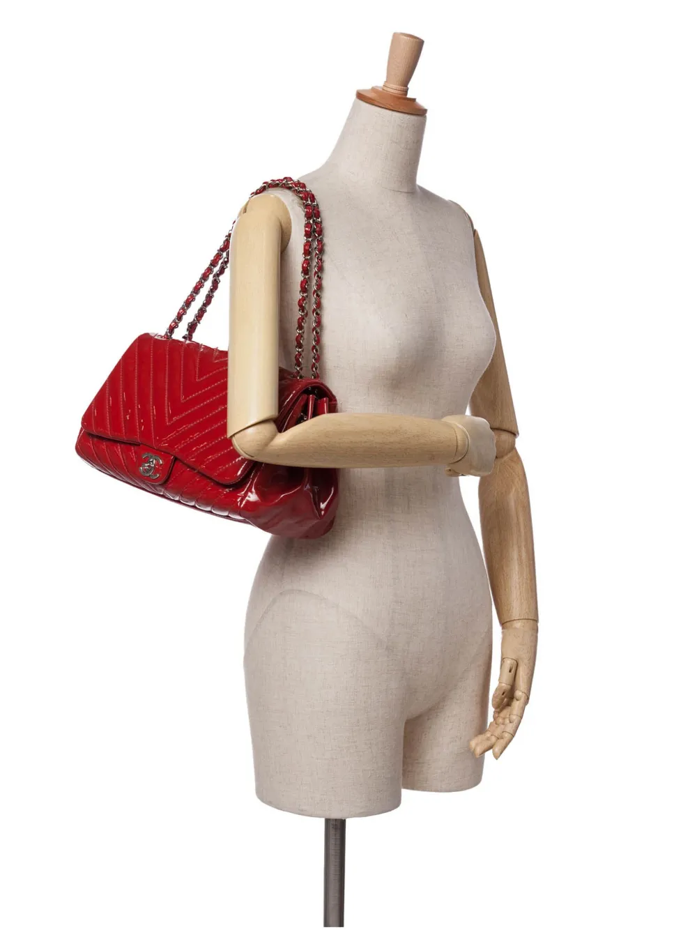 CHANEL Pre-Owned Borsa a spalla CC Patent Accordion Single Flap con motivo chevron 2009-2010 | Image 7