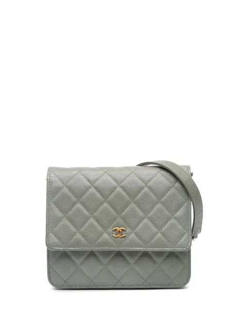 CHANEL Pre-Owned 2018 Quilted Caviar Square Wallet on Chain crossbody bag