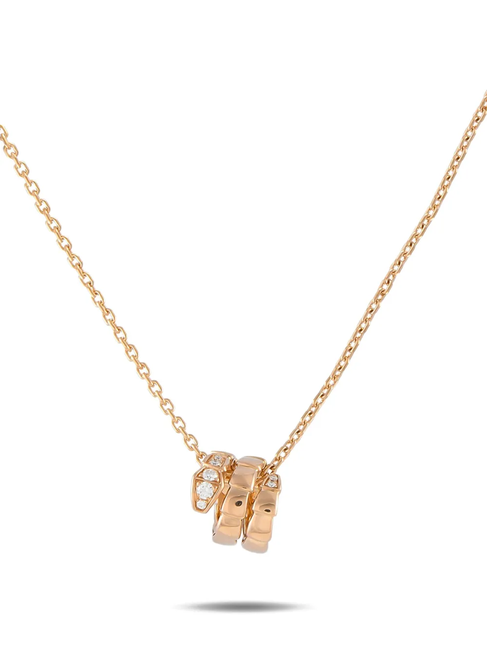 Bvlgari Pre-Owned 18K rose gold Serpenti diamond necklace - ピンク Bvlgari Pre-Owned 18K rose gold Serpenti diamond necklace - ピンク