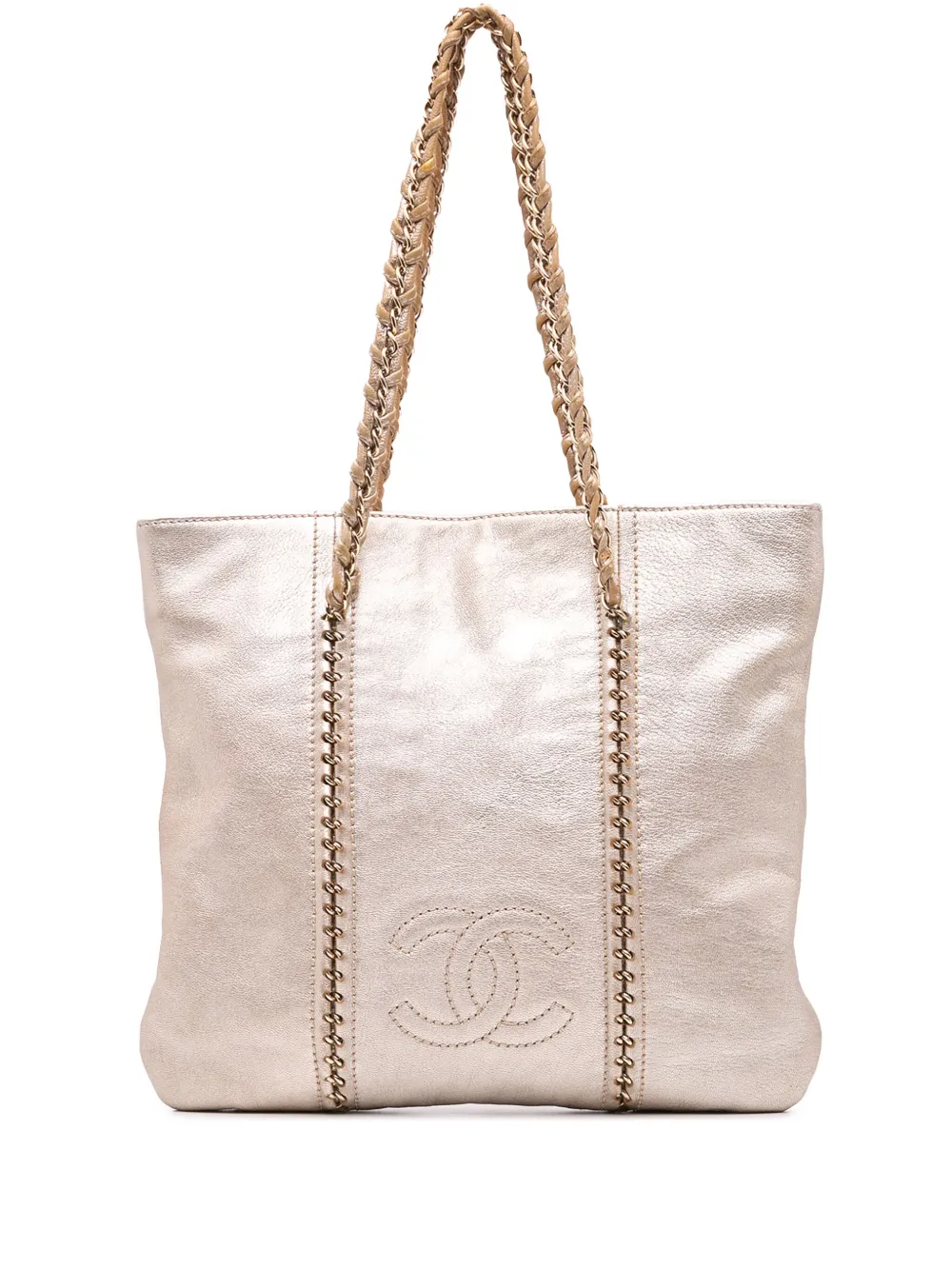 CHANEL Pre-Owned 2005-2006 メタリックゴートスキン ルクスライン ハンドバッグ - ゴールドトーン CHANEL Pre-Owned 2005-2006 メタリックゴートスキン ルクスライン ハンドバッグ - ゴールドトーン